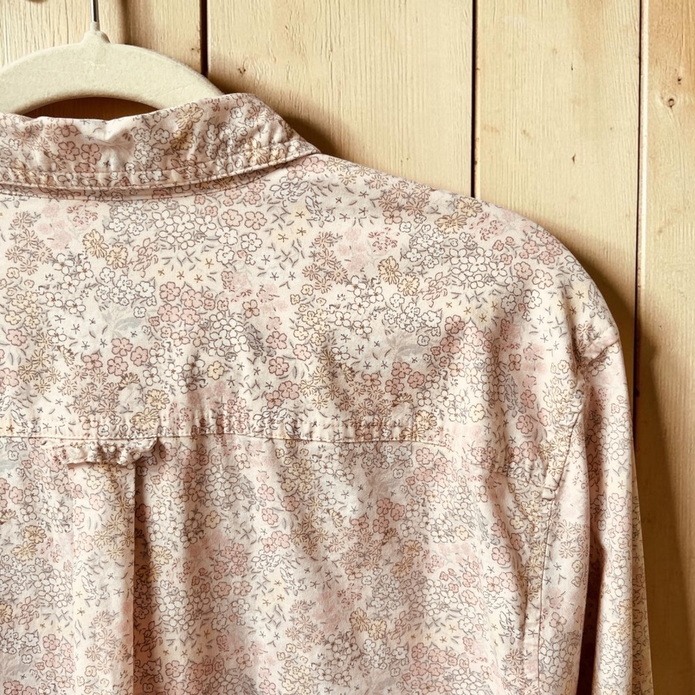 Duluth Trading Co Button Up Shirt Women's XL Dainty Floral Cream Pink Cottage - Picture 7 of 12